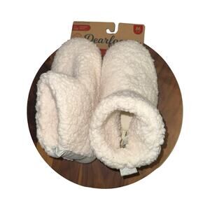 Dearfoams Women's White Sherpa Memory Foam Slippers Size M 7/8 NWT
